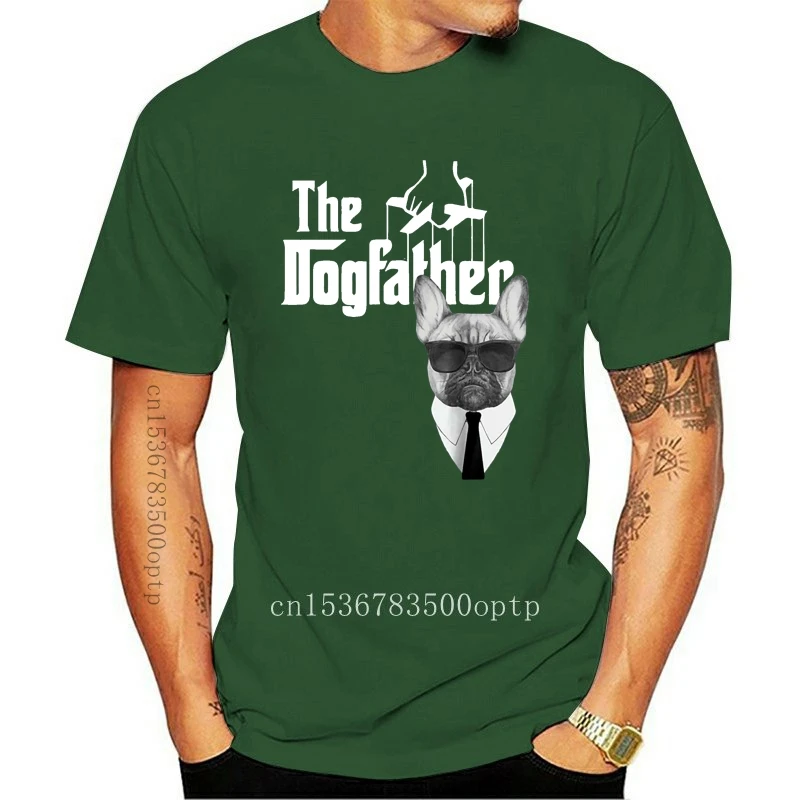Kaus Bulldog Perancis The Dogfather Hitam Kaus Anjing French 100% Katun Ukuran Kaus Atasan