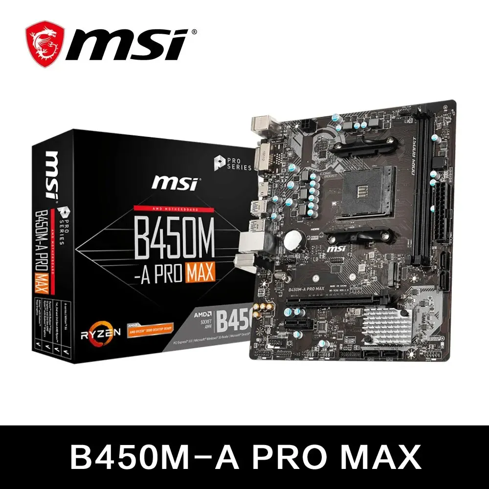 MSI AMD B450M-A PRO MAX новая двухканальная материнская плата DDR4 Memory M.2 SATAIII USB3.2 поддержка R9 CPU Socket AM4 материнская плата