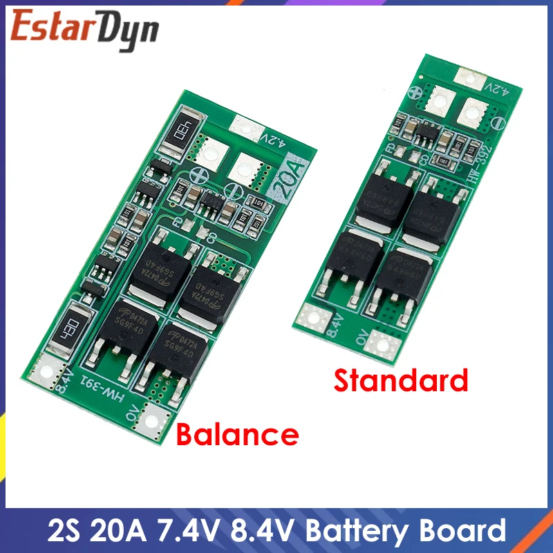 2S 20A 7,4 V 8,4 V 18650 Защитная плата литиевой батареи/плата BMS стандартная балансировочная версия