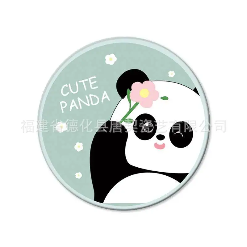 Фото Оптовая продажа с фабрики Chengdu National Treasure Panda Flower Керамический пробковый коврик для чашки Коврик для кофейных напитков PrintableLOGOCross-Border №3