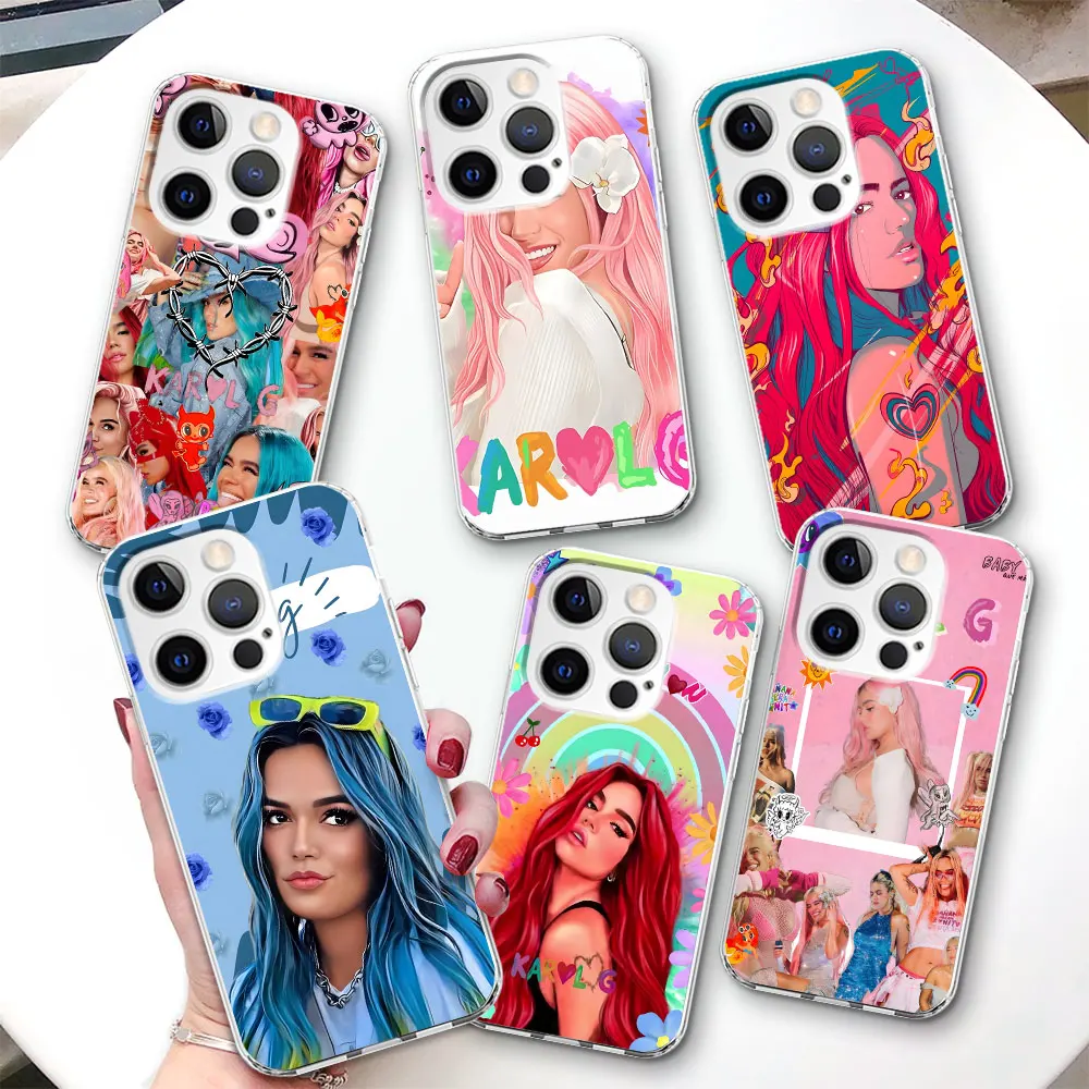 Karol G Модный чехол для телефона Apple iPhone 14 16 7 8 12 13 Mini 15 Plus X XS XR 11 Pro Max, прозрачный мягкий чехол из ТПУ