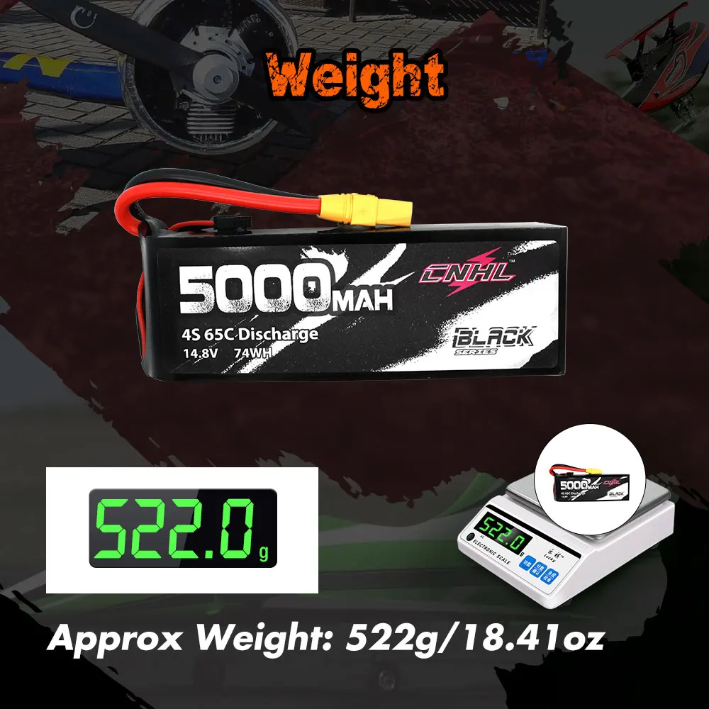 Аккумулятор CNHL 14,8 в Φ Lipo 5000 мАч 65C черная серия с разъемом XT90 для самолета вертолета автомобиля лодки транспортного средства Truggy Speedrun (art.: 3920b58d63224) - 3920b58d63224