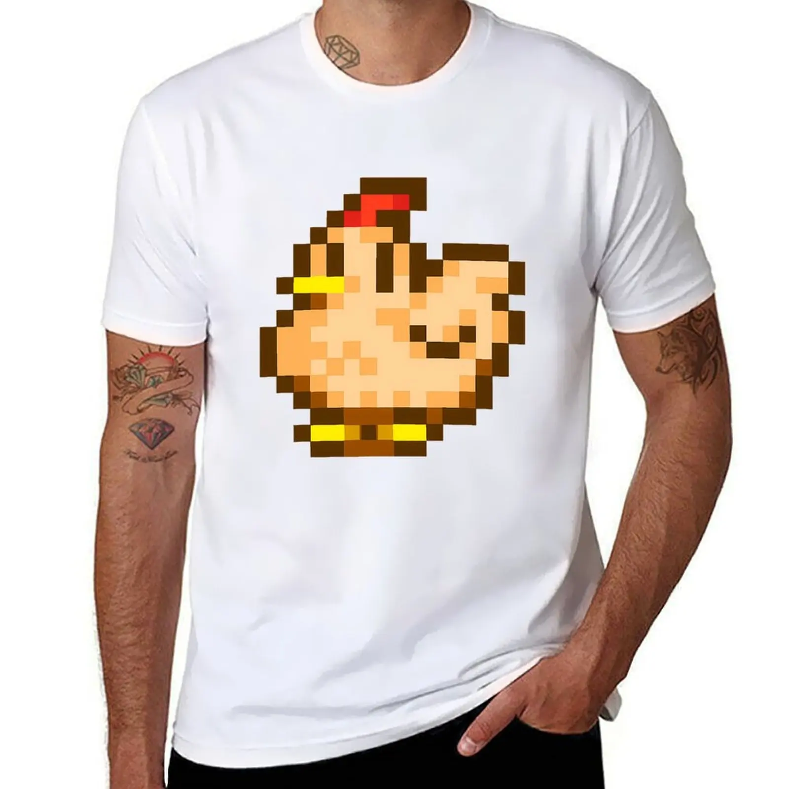 Футболка Stardew Valley Pixel Chicken, дизайнерские забавные футболки, мужская футболка