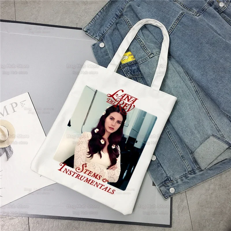 Фото Lana Del Rey Singer Fans Unisex Холщовая сумка через плечо Холщовая сумка Eco Just For Life Сумка для покупок Холщовая сумка Сумка для ежедневного использования №3