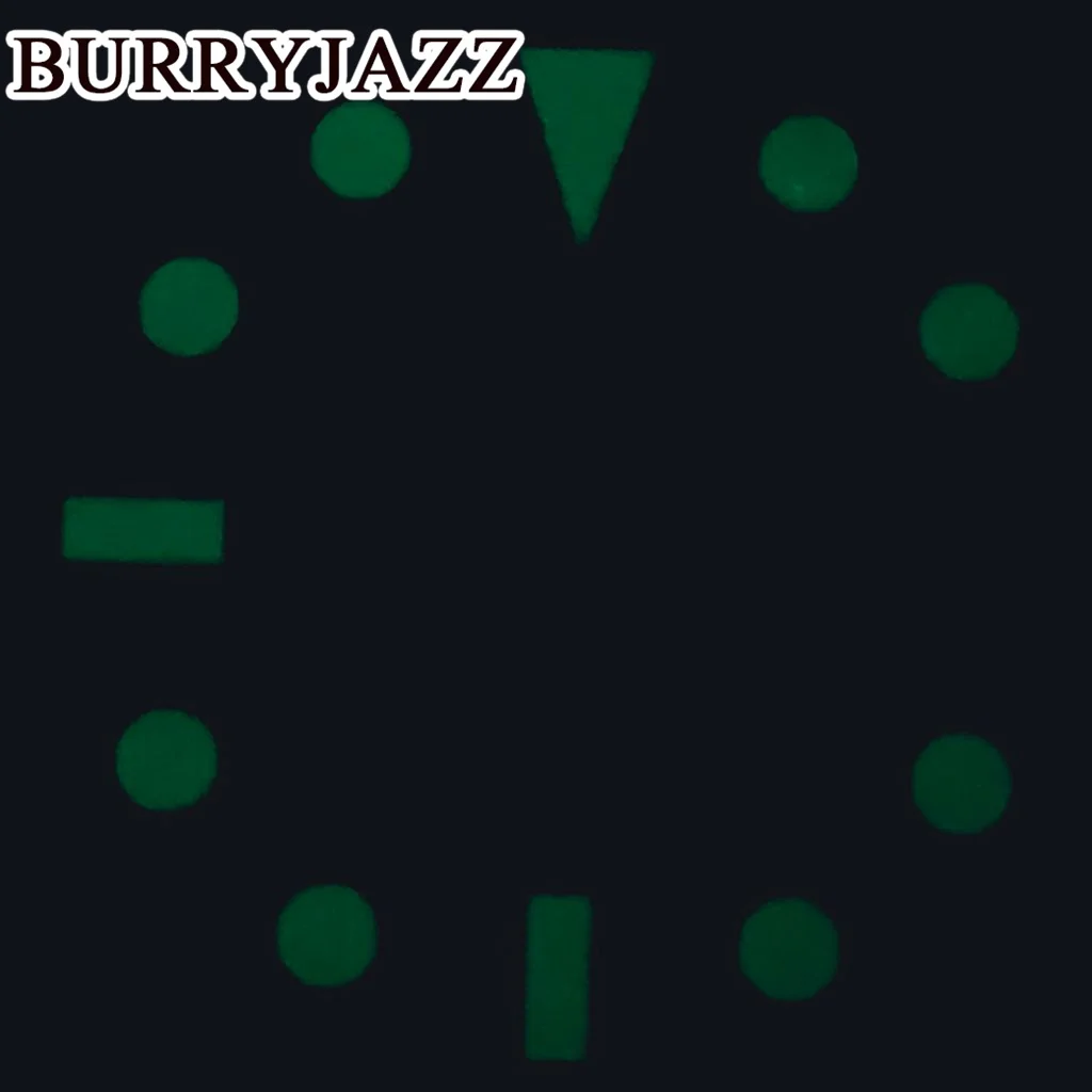 Фото Часы BURRYJAZZ NH35 без логотипа, черные, желтые, черные, белые, зеленые, светящиеся, подходят для 3 часов, 3,8 часов, стандартная Корона №5