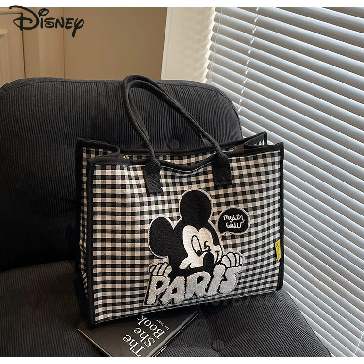 Фото Disney Mickey 2025 Новая женская сумка, модная парусиновая сумка высокого качества, женская сумка для покупок большой вместимости с героями мультфильмов №3