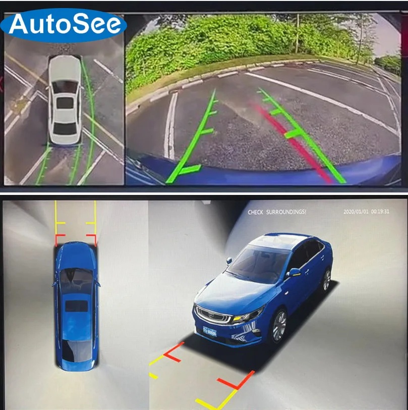 Оригинальный монитор для автомобиля Geely Emgrand, камера 360 градусов, птичий глаз, панорамный вид, боковое зеркало, помощь при парковке и реверсивной съемке