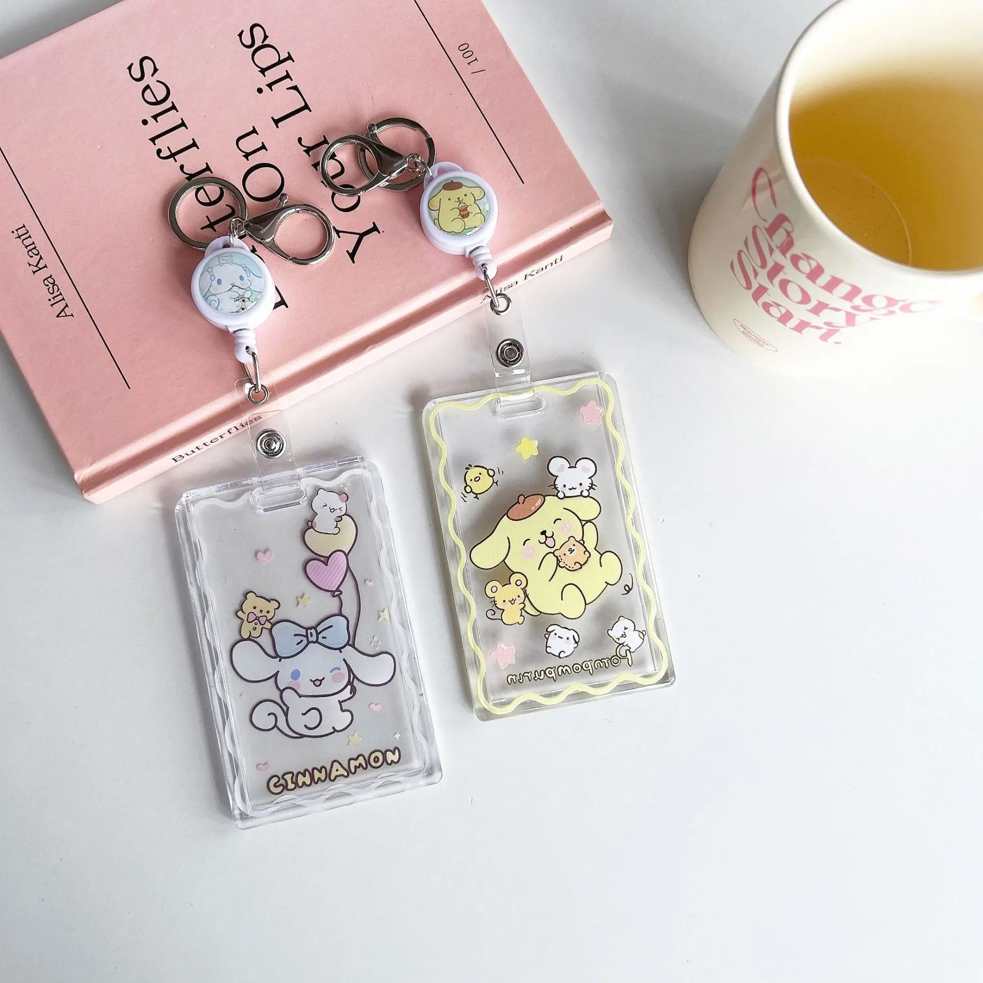 Новые держатели для карт Sanrio My Melody Cartoo, прозрачный держатель для карт, брелок Cinnamoroll, автобусная карта, чехол для студенческих карт, защита для фото