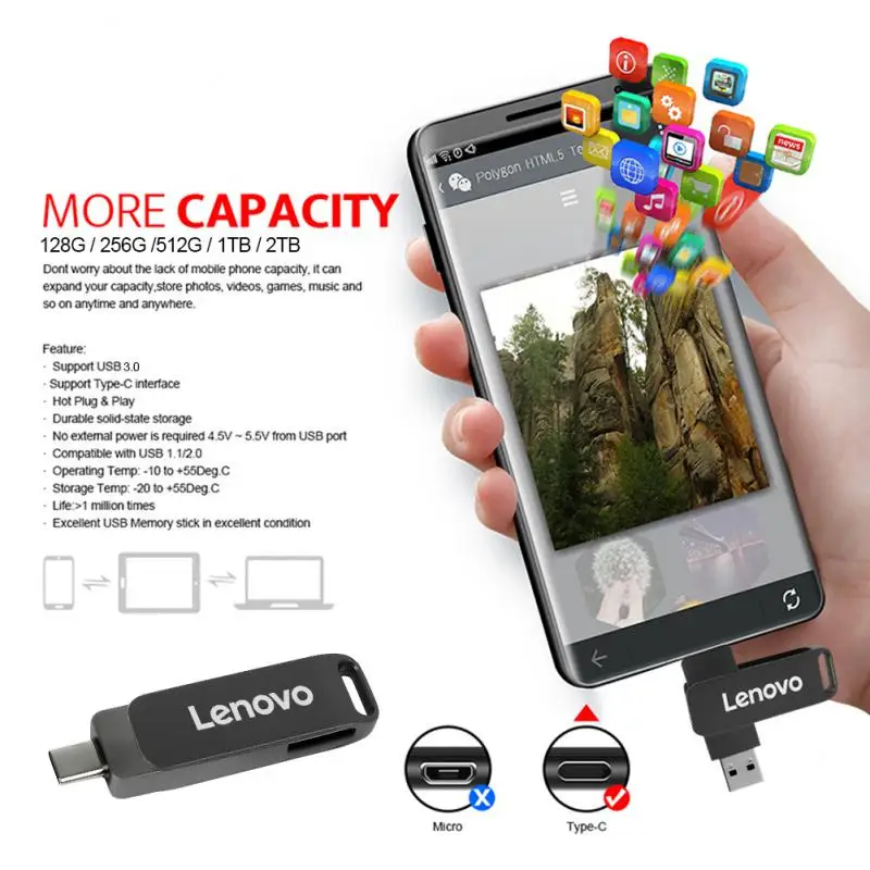 Фото Флеш-накопитель Lenovo Usb 3,1, 16 Тб, 16 Тб №2
