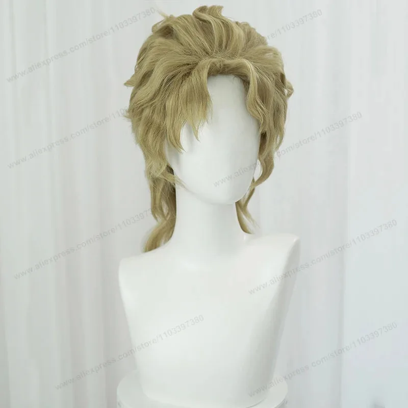 Парик для косплея аниме Dio Brando, 40 см, мужские короткие золотые парики, термостойкие синтетические волосы, 5;d'2.y;8'