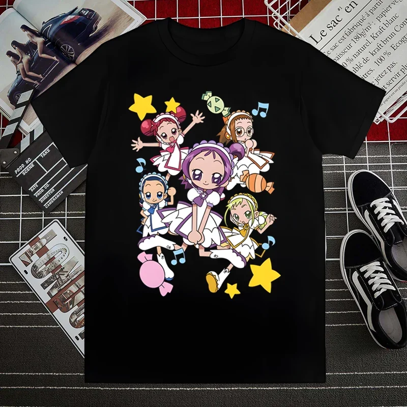 Фото Волшебная рубашка Ojamajo Doremi, новинка, забавная винтажная Мужская футболка с круглым вырезом, Женский Топ с юмором, футболка, подарок, уличная одежда с юмором №4