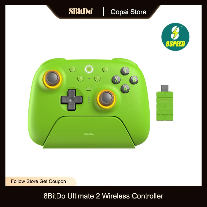 Беспроводной контроллер 8BitDo Ultimate 2, триггеры с эффектом Холла TMR и зарядной док-станцией для ПК, Windows 10, 11, Android