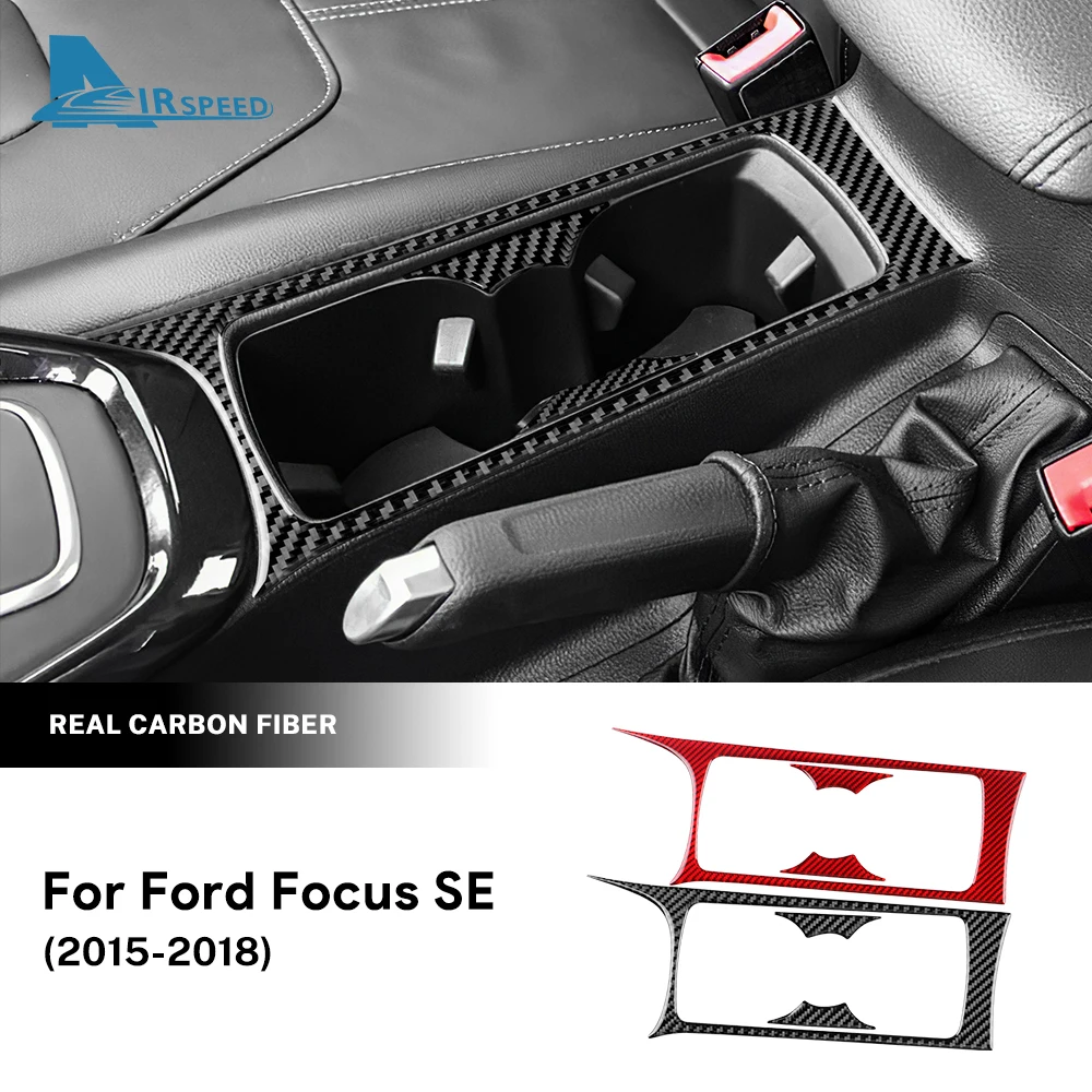 Настоящая мягкая наклейка из углеродного волокна для Ford Focus SE, RS, ST, Ecoboost 2015, 2016, 2017, 2018, LHD, автомобильная шестерня, чашка для воды, внутренняя отделка панели