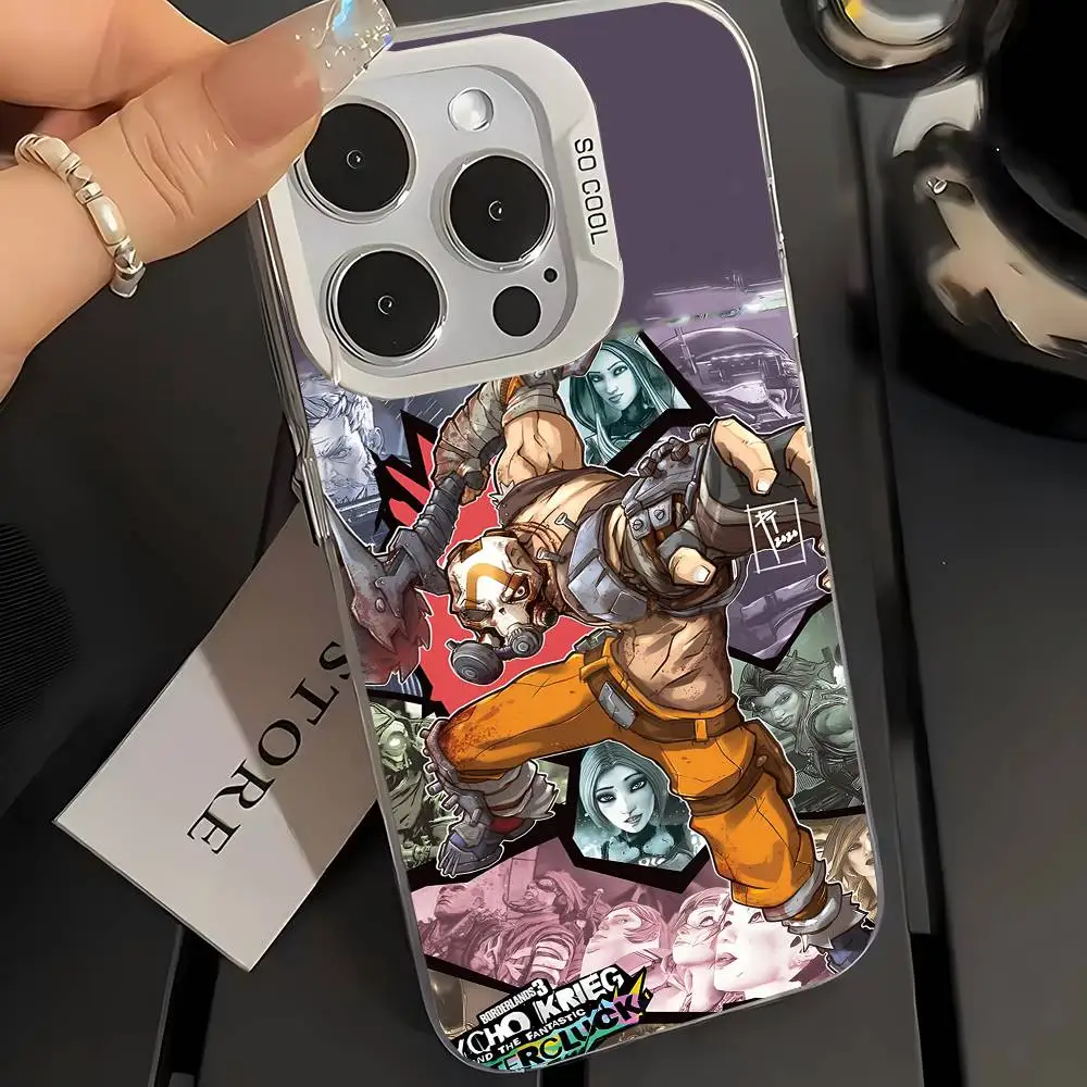 Чехол для телефона B-Borderlands IMD Цвет Серебристый корпус для iPhone 16, 15, 14, 13, 12, 11 Pro Max Plus Телефоны и телекоммуникационные аксессуары