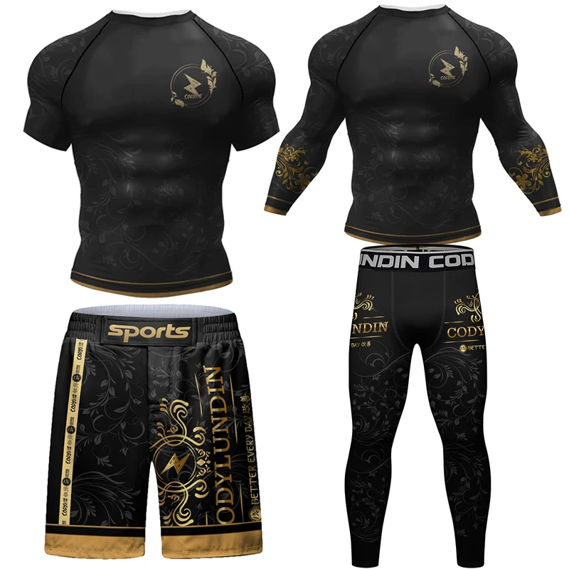 Фото Kompresi pakaian латикаетат kaus для бега + celana set pakaian olahraga мотив 3D 70 Лан Olahraga Tinju kompresi Rashguard MMA №1