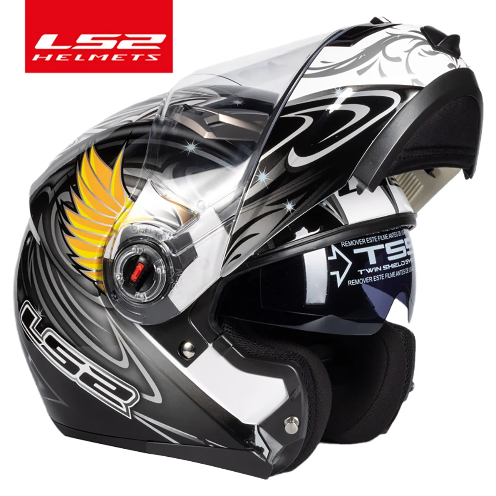LS2-casco abatible hacia arriba FF370 для мотоциклов, модульная, с двойным объективом, с солнечной батареей visera, сертификация CE