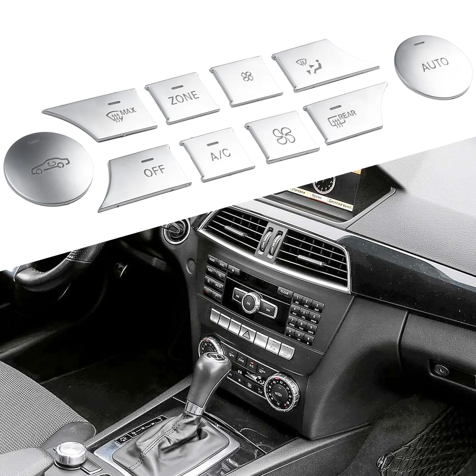 10 шт./комплект, хромированные накладки на кнопки Mercedes Benz C CLS GL GLK ML