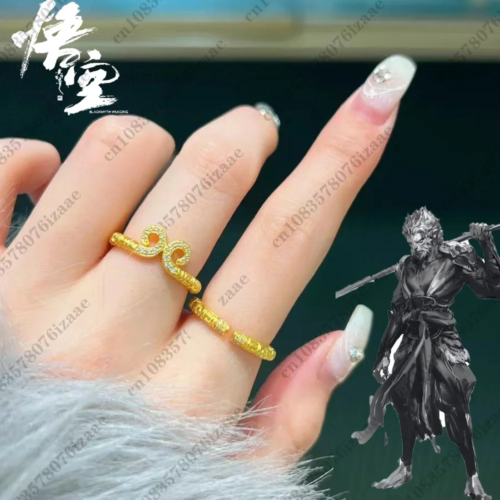 Новая игра, черный миф: Wukong, регулируемые кольца с героями мультфильмов, золотое кольцо-кольцо, кавайные кольца для женщин, ювелирные изделия, рождественские подарки, периферийные устройства