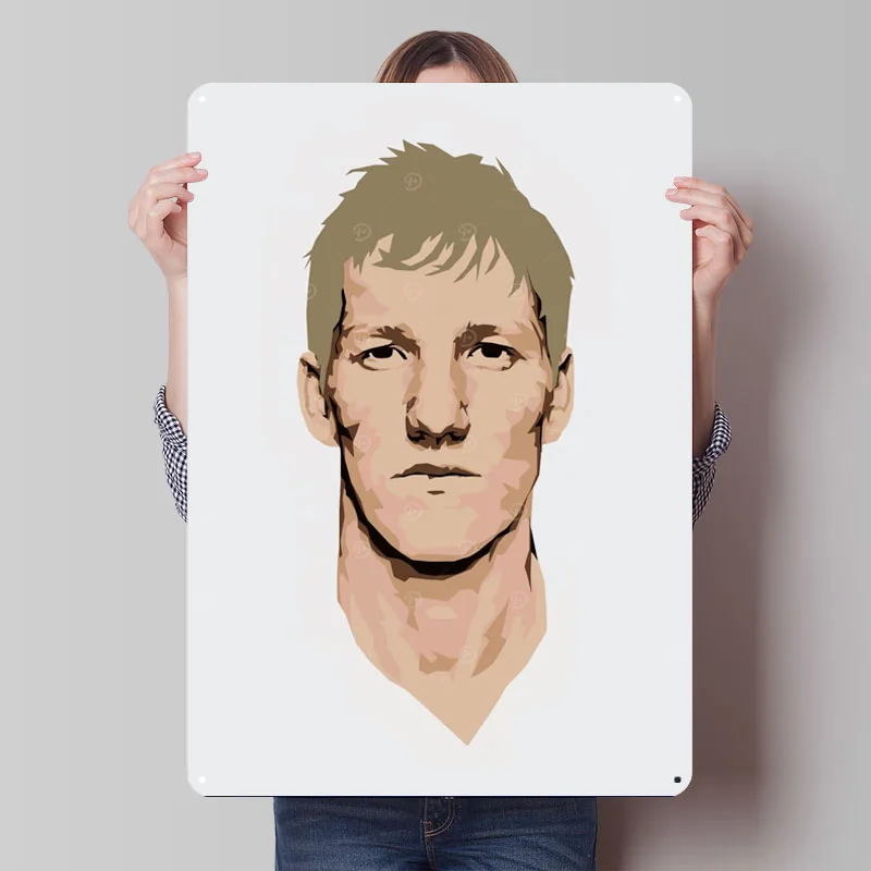 Bastian Schweinsteiger жестяная вывеска футболист плакат украшение спальня пользовательские футбольные металлические вывески для украшения стены