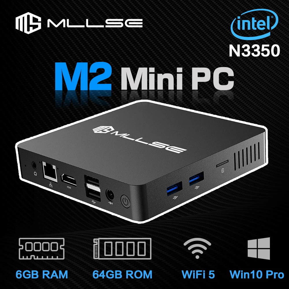 Мини-ПК MLLSE M2, процессор Intel Celeron N3350, 6 ГБ ОЗУ, 64 ГБ, USB3.0 Win10, Wi-Fi, Bluetooth 4,2