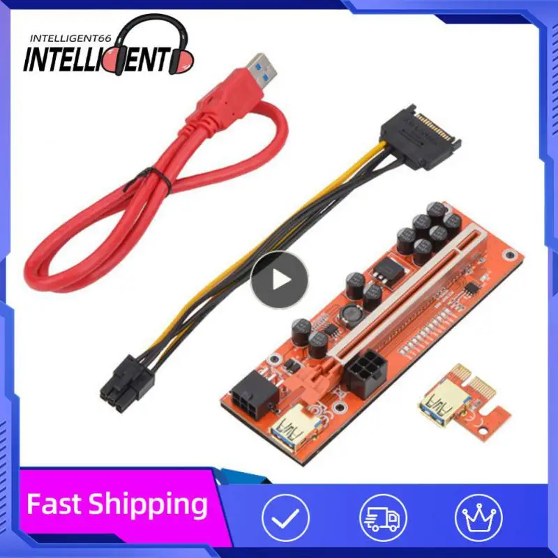 Карта расширения компьютерного компьютера 6pin Power 10 Емкость Pci-e Райзер-карта Pci Express множитель 010 Express X16