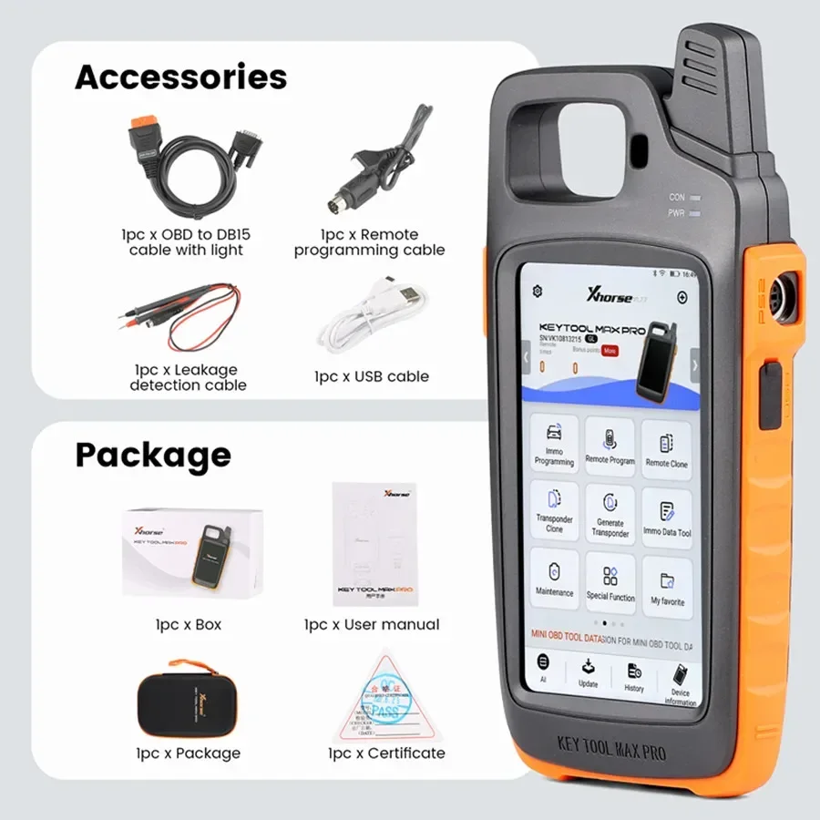 A + Xhorse VVDI Key Tool Max Pro с мини-инструментом OBD, функция считывания напряжения и тока утечки