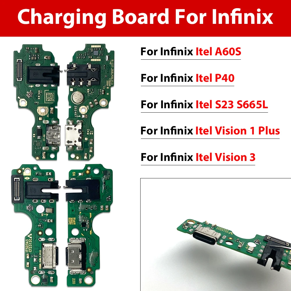 Фото Отличная плата зарядного устройства PCB Flex для Infinix Itel A60S P40 S23 S665L Vision 1 Plus 3 5 USB-порт, разъем для док-станции, ленточный кабель для зарядки №5
