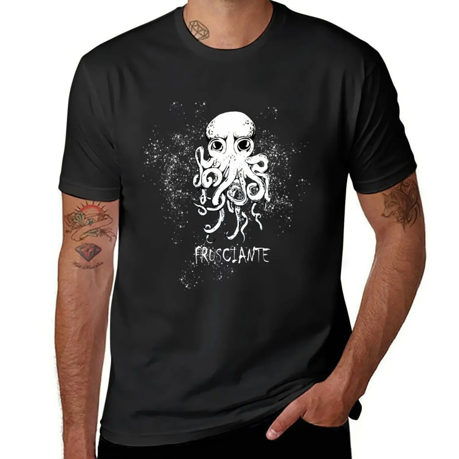 Новая модная Тяжелая Винтажная летняя футболка с круглым вырезом John Frusciante Octopus 2, мужские футболки с принтом животных и графикой