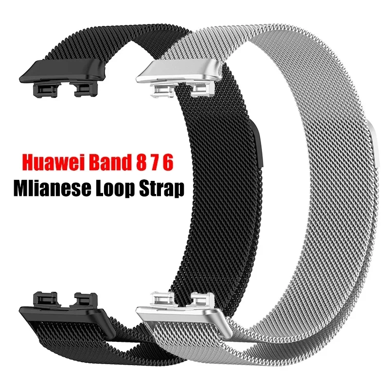 Поп-миллианский ремешок-петля для умных часов Huawei Band 8 7, магнитный браслет Correa, металлический браслет из нержавеющей стали, Huawei Band 6 S