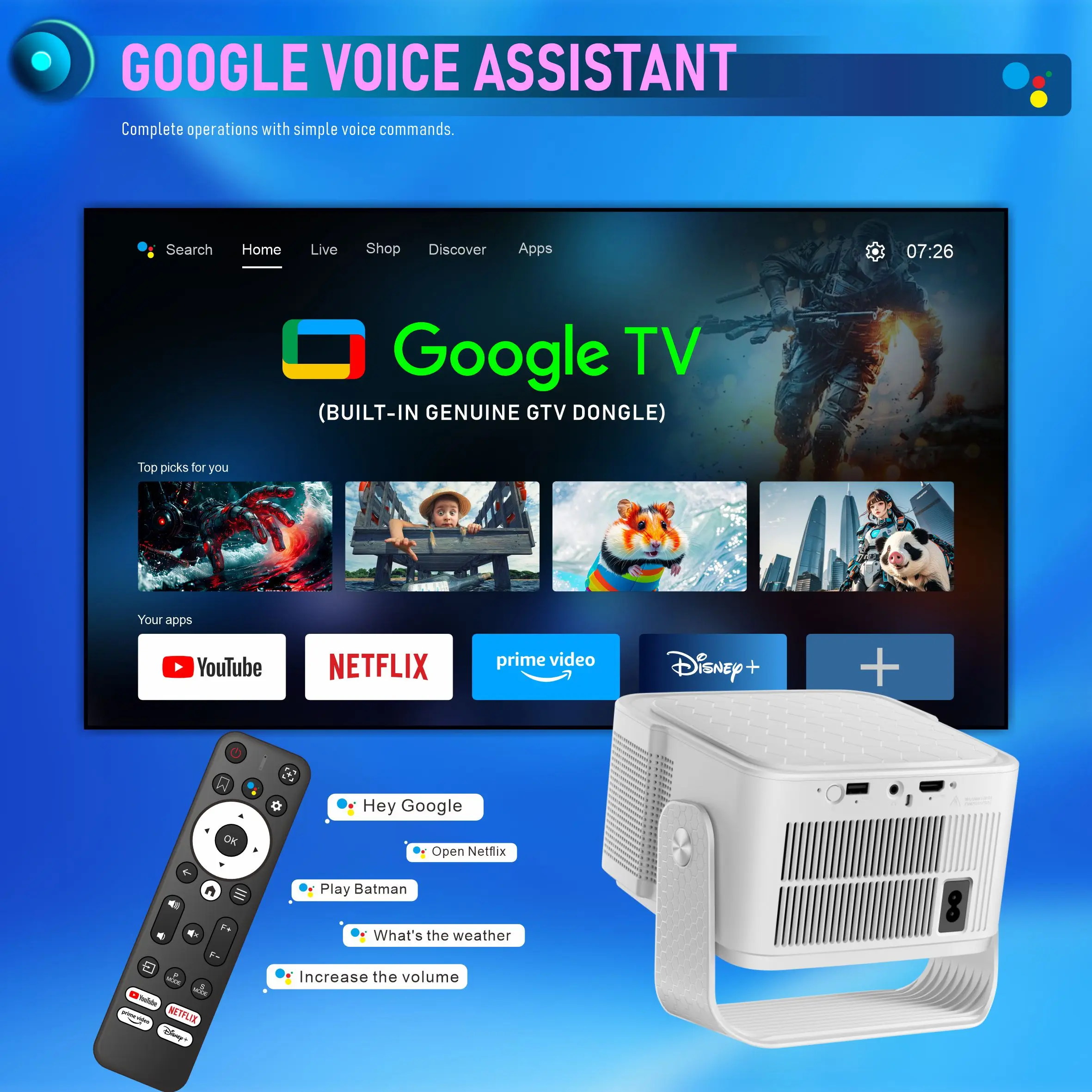 Фото Проектор Salange HY350MAX Native 1080P 8K Поддержка двойной системы Android и Linux 500ANSI Домашний кинотеатр Встроенный Genunie GTV Dongle №2