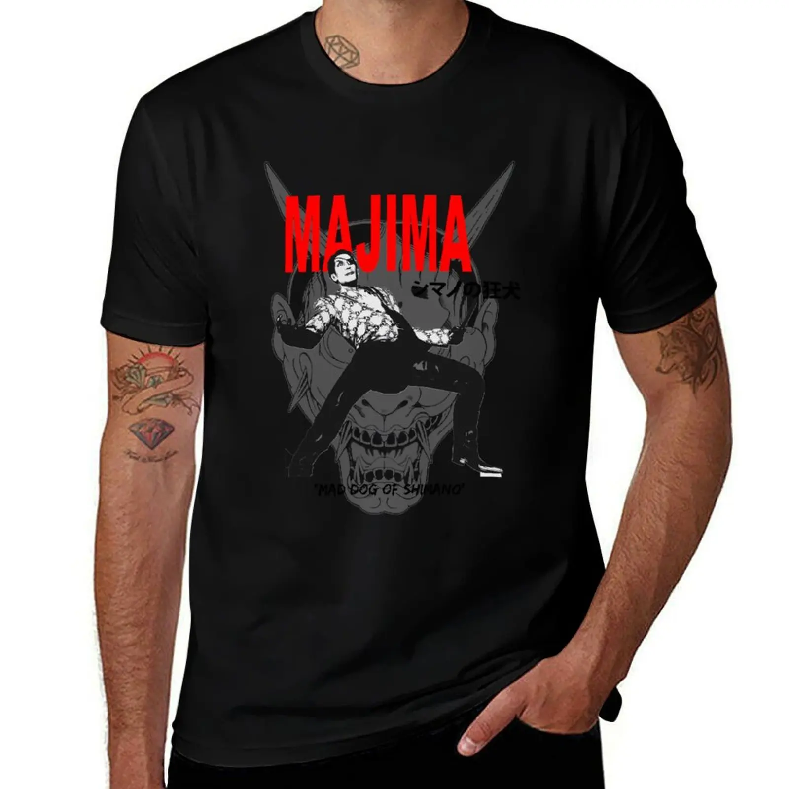Классическая футболка Majima Mad Dog of Shimano, роскошная дизайнерская рубашка оверсайз, мужская футболка на заказ