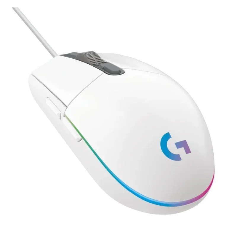 Фото Игровая оптическая мышь Logitech G102 LIGHTSYNC/студийная игровая мышь 8000DPI 16,8 M, цвет под заказ, 6 кнопок, проводная, белая, Черная №4