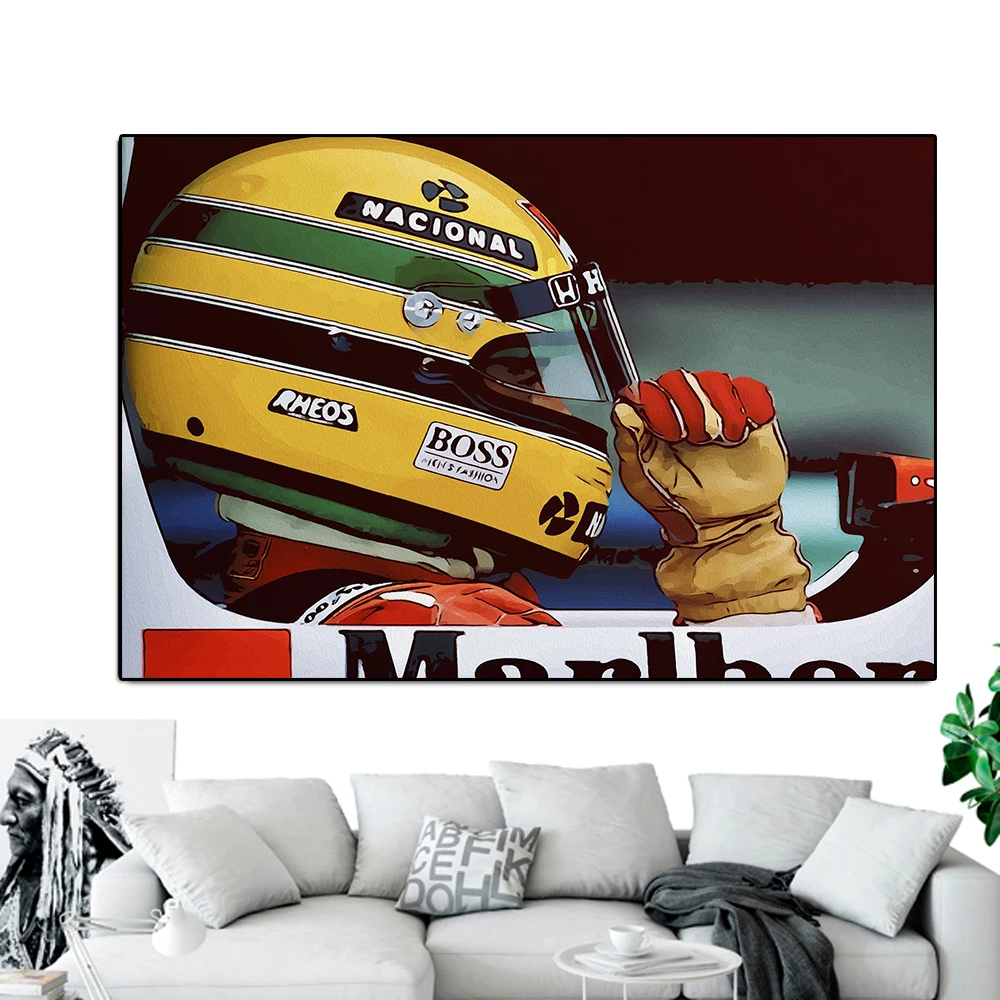 Фото Формула легендарная Racer Senna портрет, холст, живопись абстрактный гоночный шлем граффити постер печать Клубное настенное Искусство Декор ком... №2
