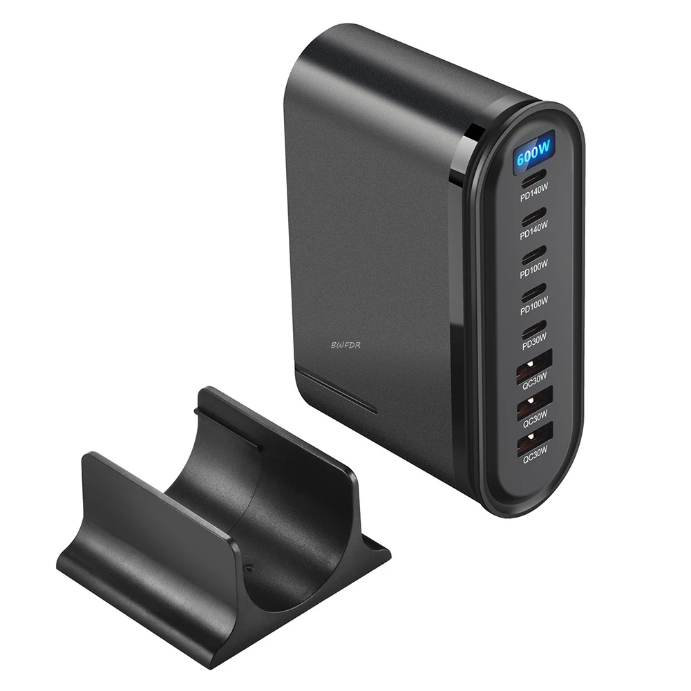 Фото 8 портов 600 Вт GaN быстрое зарядное устройство со светодиодным дисплеем USB C 5C3A PD настольная станция быстрой зарядки адаптер для iPhone/Samsung/Xiaomi/iPad №5