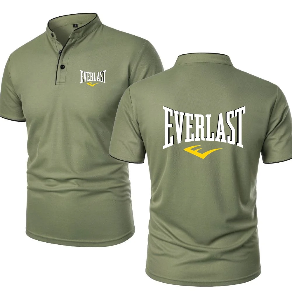 Фото Простые удобные рубашки на пуговицах Everlast, мужская футболка для тренажерного зала, фитнеса, тренировок, спортивная футболка, дышащая футболка с короткими рукавами №4