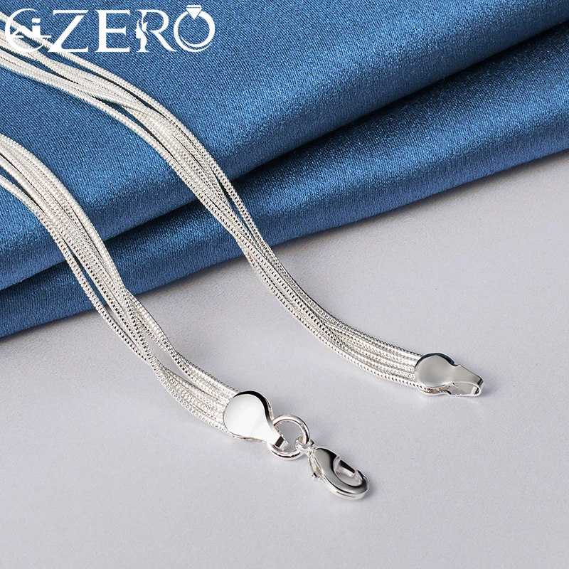 Ожерелье ALIZERO из серебра 925 пробы женское, колье из серебра пробы с множеством змеиных цепочек с гладкими бусинами для помолвки и свадьбы (art.: 3920c74a0c3f3) - 3920c74a0c3f3