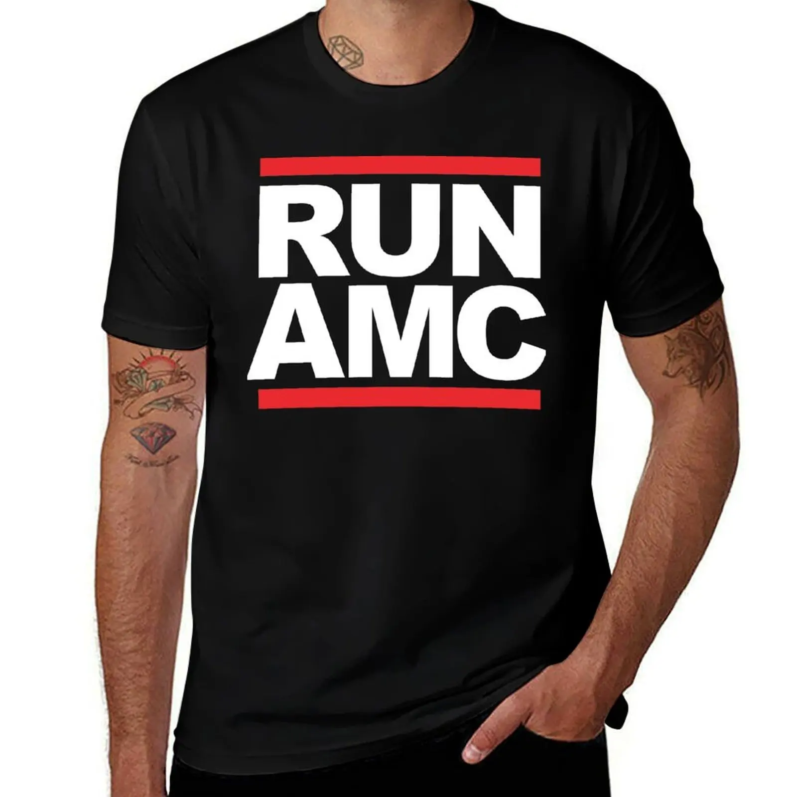 Футболка RUN AMC $AMC Stonk, мужская футболка, хлопковая мужская футболка с рисунком, футболка