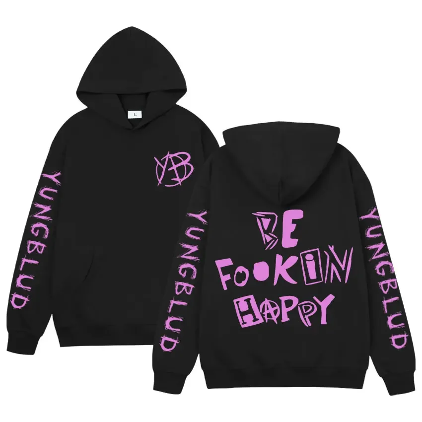 Поп-рок певица Yungblud Be Fookin Happy толстовки мужские женские с длинным рукавом хип-хоп большой пуловер Harajuku свободные толстовки Un