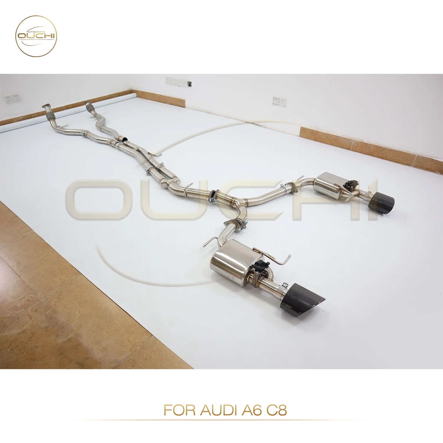 Фото Выхлопная система OUCHI из нержавеющей стали для Audi A6 C8, обновление RS6 с клапанами глушителя, резонансная трубка, автоматическая производительность, часть выхлопа №3