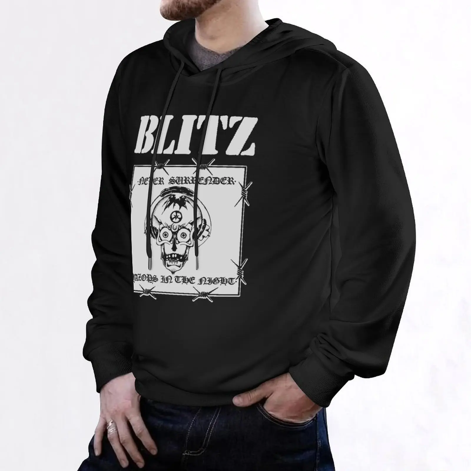 Blitz - Razors in the Night - Never Surrender - Толстовка с капюшоном Punk UK Skinhead, осенняя одежда для мужчин, японская толстовка с капюшоном (art.: 3920d21e4027d) - 3920d21e4027d