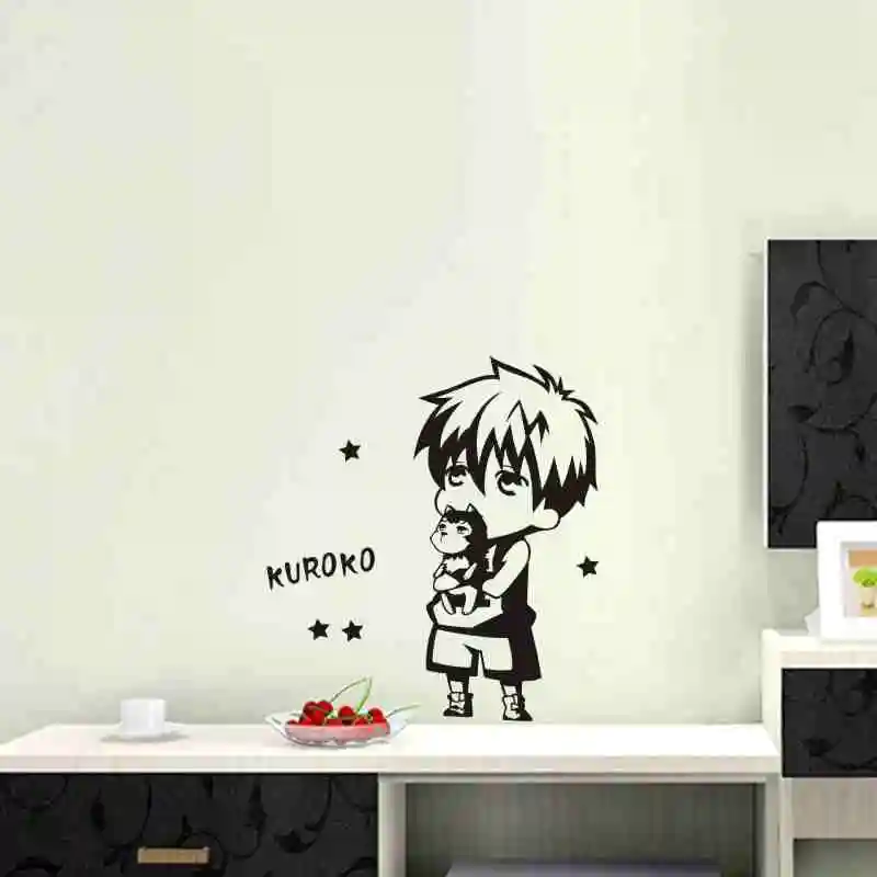 Стеклянная наклейка Kuroko без корзины, виниловые наклейки на стену, Декор для дома, декоративное украшение, аниме автомобиль