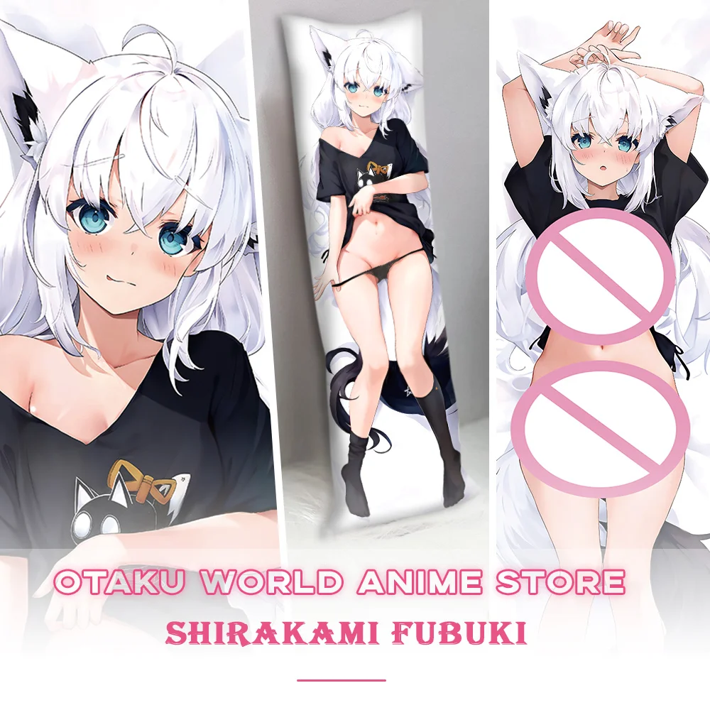 Наволочка Shirakami Fubuki Dakimakura Otaku, обнимающая реквизит для тела, японская подушка Acgn, чехол в стиле аниме, подарок для взрослых, 3D принт, декоративный реквизит