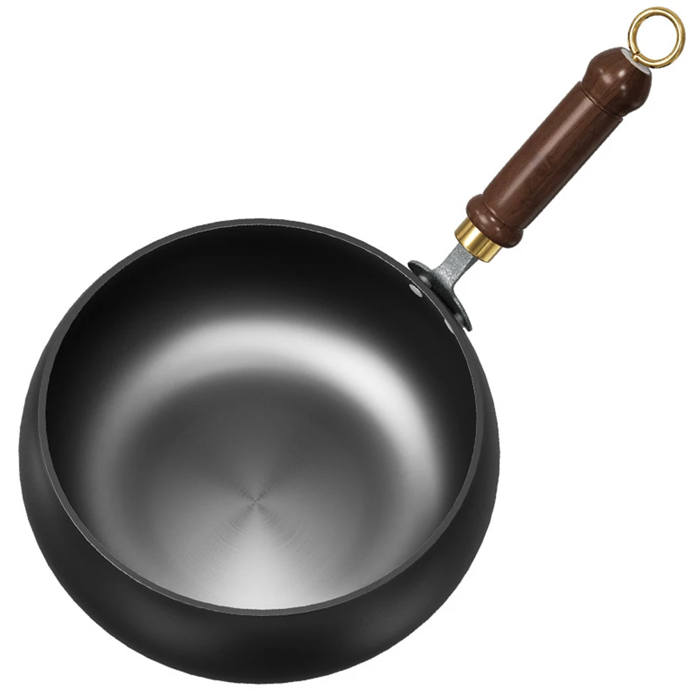 Фото Handmade Forging NON-STICK PAN Household Stir Fry Stew Pot Flat Bottom Small Frying Pan Kitchen Gas Stove Pan Cookware №5