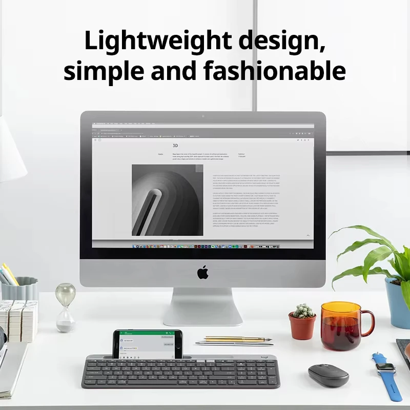 Фото Беспроводная клавиатура Logitech K580, кнопки переключения экрана включает подставку для телефона, поддержку переключения системы Windows/Android/Mac/iOS №3
