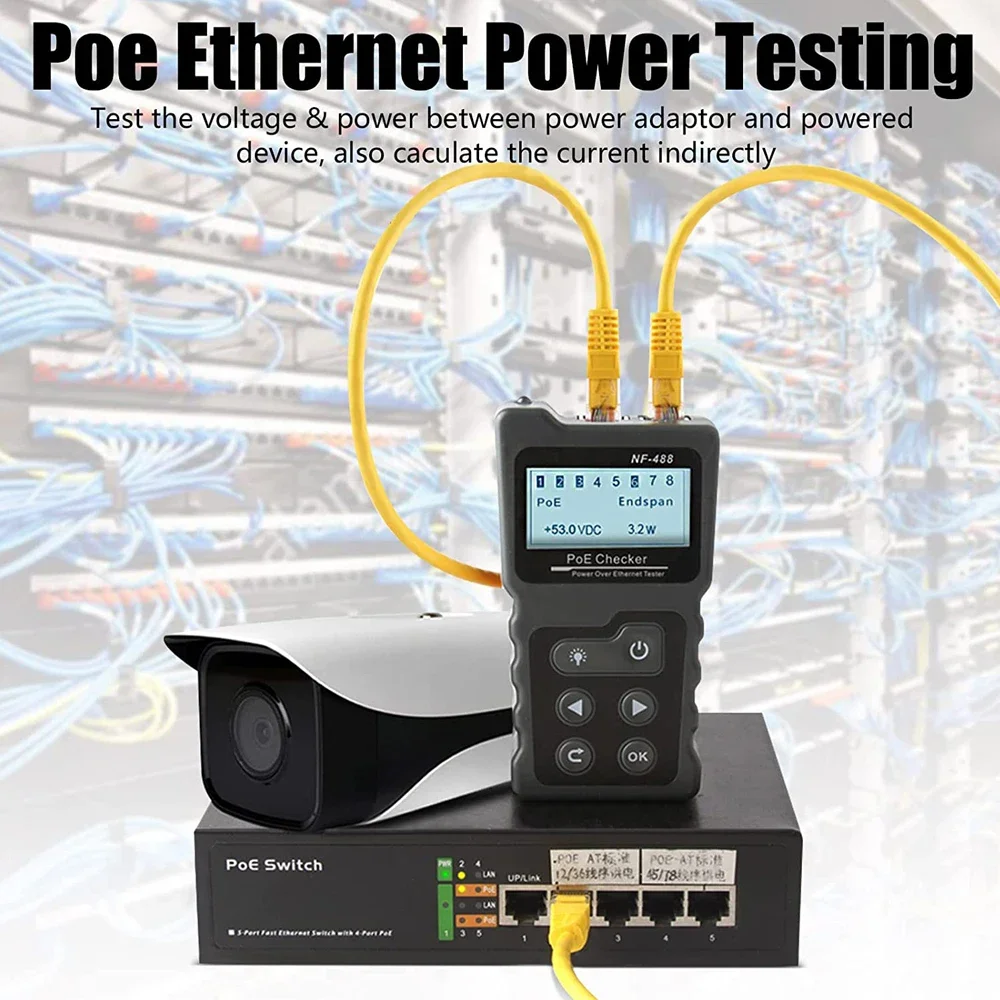 Фото NOYAFA NF488 Тестер сетевого кабеля PoE Switch Онлайн-тест PoE Полярность напряжения Кабельный трекер Инструмент для проверки контура с ЖК-дисплеем №5