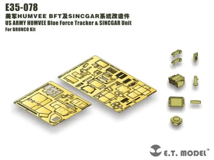 Модель ET 1/35 E35-078 US ARMY HUMVEE Blue Force Tracker & холостые детали E35078 для набора BRONCO