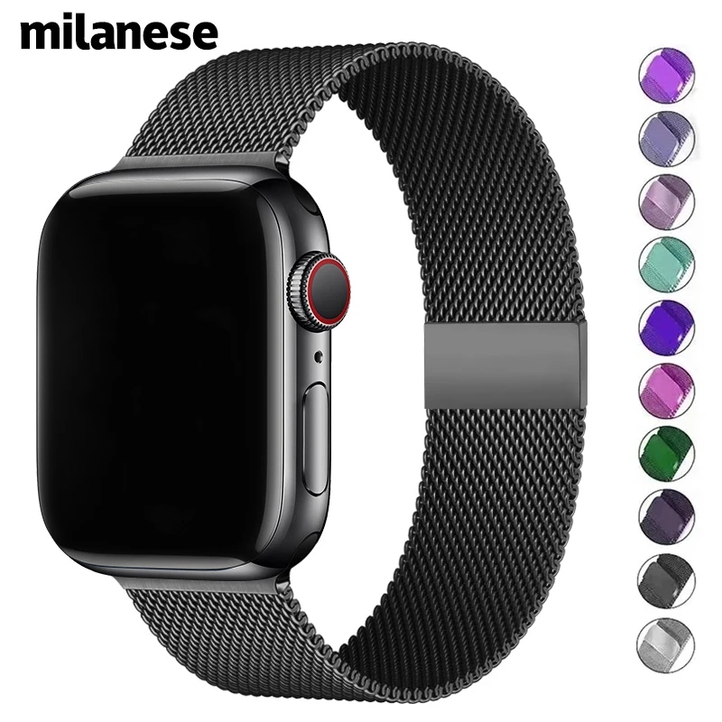 Ремешок «Миланская петля» для apple watch, металлический браслет для iwatch series 3 4 5 6 7 8 9 SE, ультра 49 мм 45 мм 44 мм 41 мм 40 мм