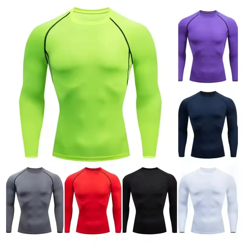 Мужская высококачественная спортивная футболка Dry Fit для ММА, фитнеса, спортзала, рубашка для бега, компрессионная дышащая рашгард, комплексная