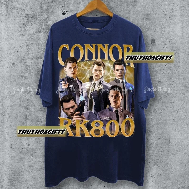 Фото Ограниченная коллекция Connor Rk800, винтажная футболка 90-х годов, толстовка Connor 60, Детройт, становятся человеческие подарки для мужчин и женщин, футболка унисекс №3