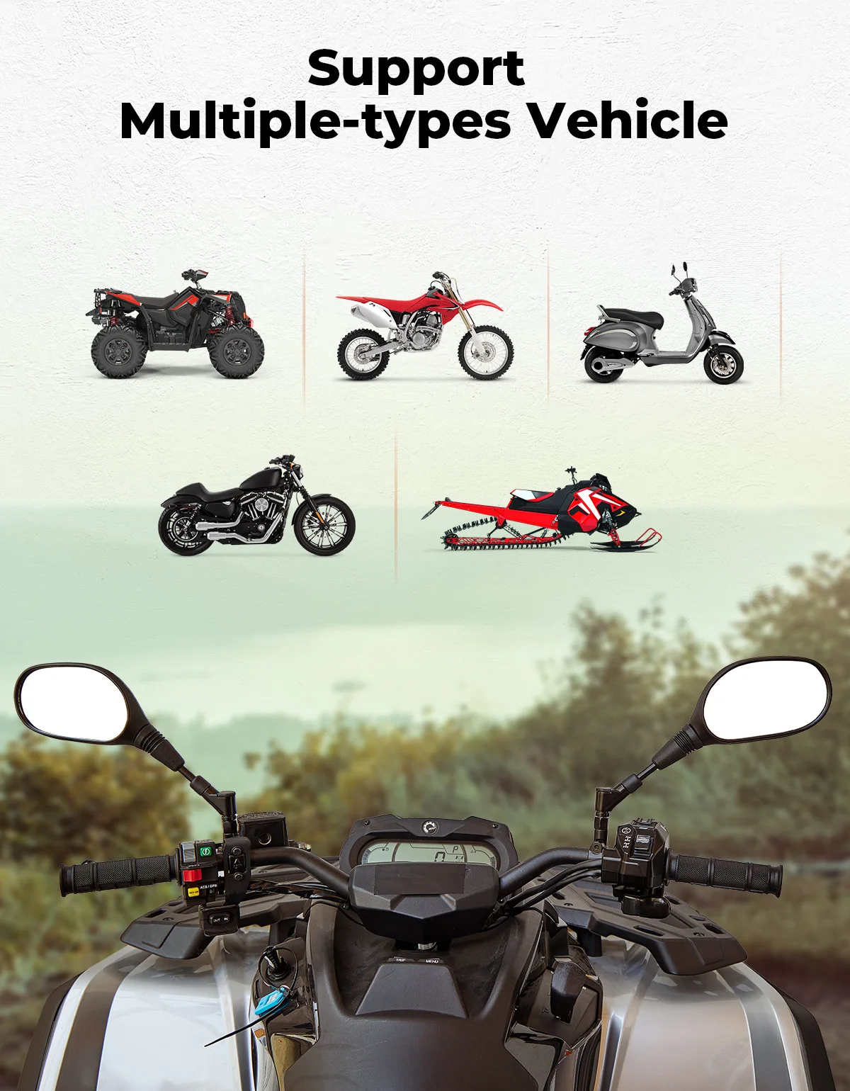 KEMIMOTO ATV 10 мм многоугольные регулируемые зеркала на руле, совместимые с ATV Dirt Bike Scooter Snowmobile для Yamaha для Honda (art.: 3920cd18d728e) - 3920cd18d728e
